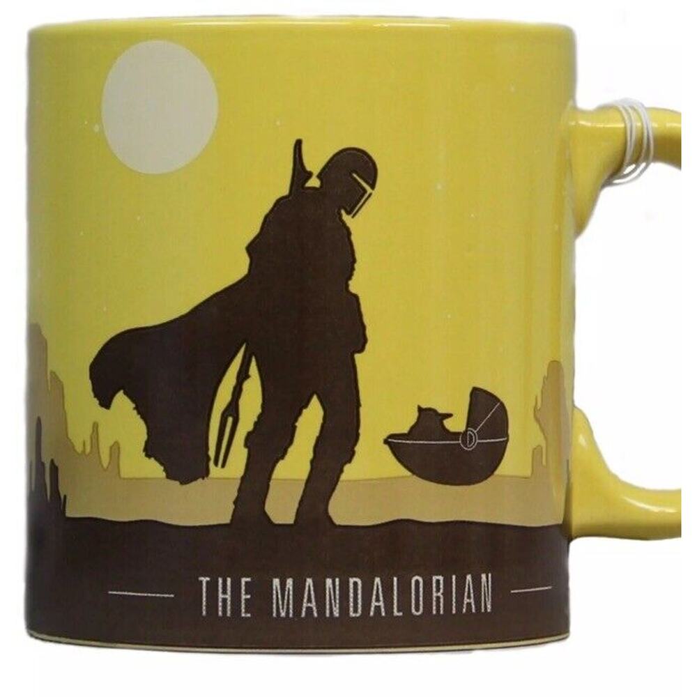 Star Wars The Mandalorian Yellow Silhouette Ceramic Large Coffee Mug 20oz (2ct)